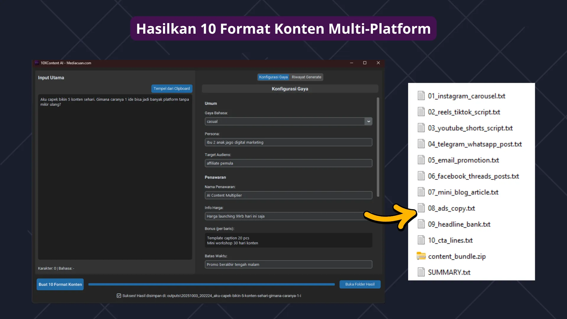 Hasil Generate 10 Format